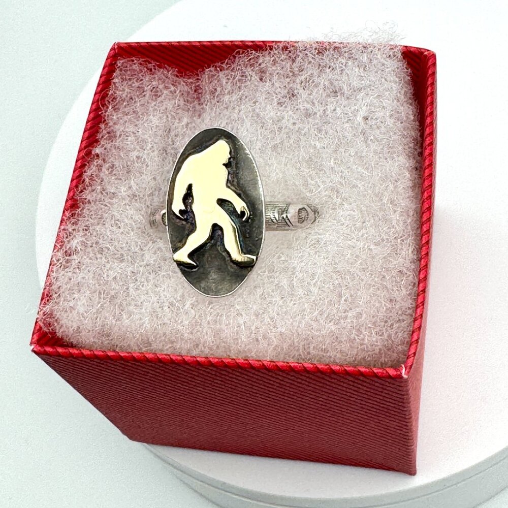 Handmade Bigfoot Ring Sterling Silver Brass Sasquatch Statement Ring Size 12 - Picture 9 of 12